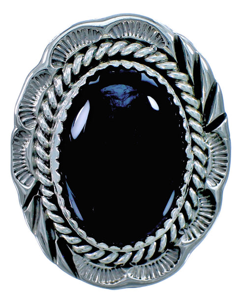 Native American Onyx And Sterling Silver Ring Size 7 BX116066